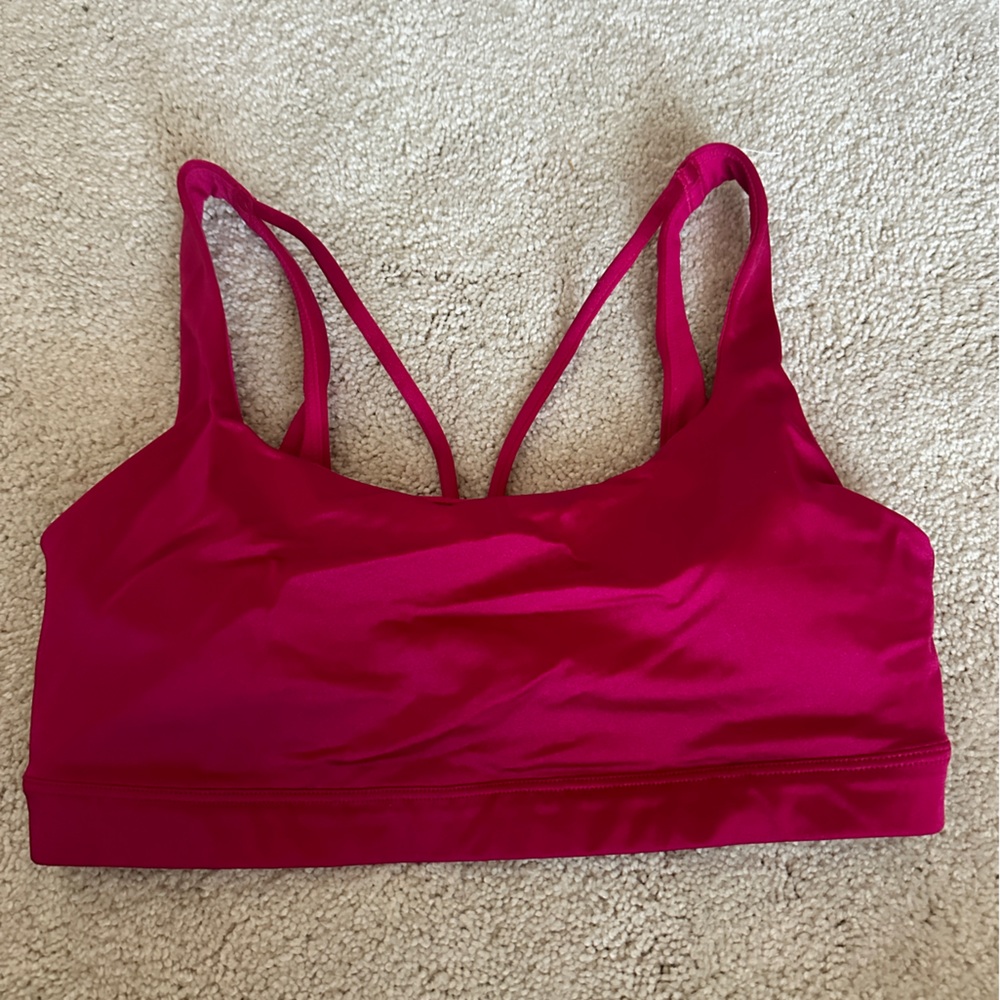 Athleta sports bra metallic fuschia size mediums